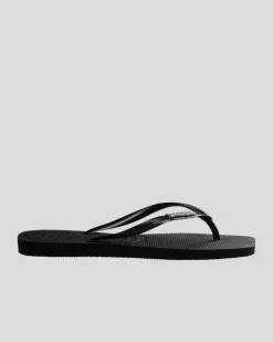Slim Square Metal Logo Thongs Women Flip Flops