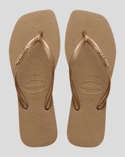 Discount Slim Square Metal Logo Thongs Women Flip Flops