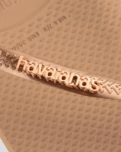 Discount Slim Square Metal Logo Thongs Women Flip Flops