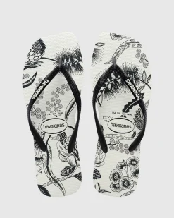 Clearance Slim Square Printed Flower Thongs Women Flip Flops