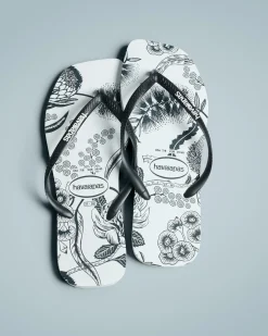 Clearance Slim Square Printed Flower Thongs Women Flip Flops