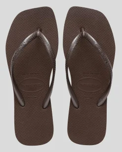Flip Flops*Havaianas Slim Square Thongs Dark Brown