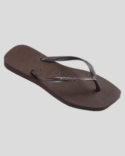 Flip Flops*Havaianas Slim Square Thongs Dark Brown
