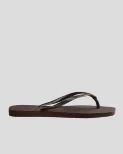 Flip Flops*Havaianas Slim Square Thongs Dark Brown