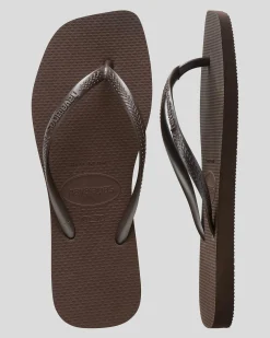Flip Flops*Havaianas Slim Square Thongs Dark Brown