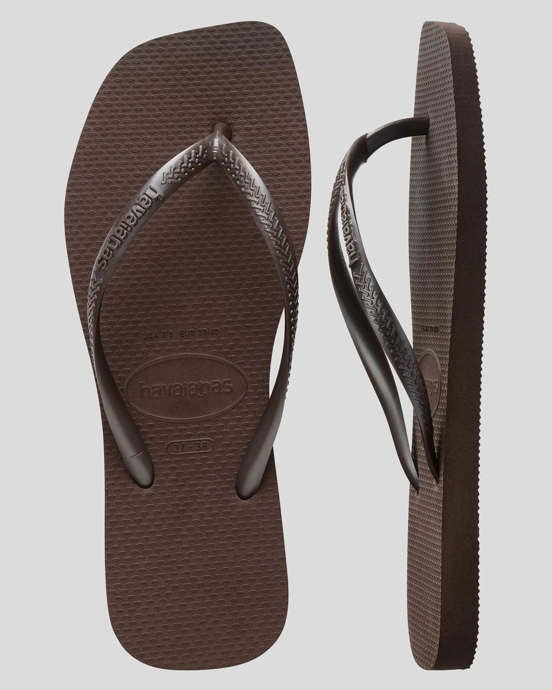Flip Flops*Havaianas Slim Square Thongs Dark Brown