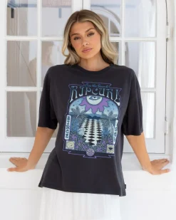 Tops*Rip Curl Slow Down Heritage T-Shirt Washed Black