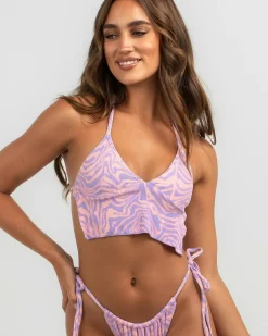 Bikinis*Billabong Slow Tide Iris Crop Bikini Top Lilac Breeze