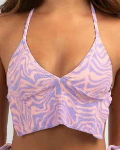 Bikinis*Billabong Slow Tide Iris Crop Bikini Top Lilac Breeze