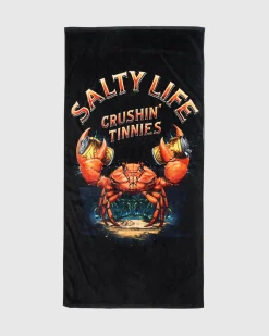 Beach Accessories & Towels*Salty Life Smashed Crab Beach Towel Black