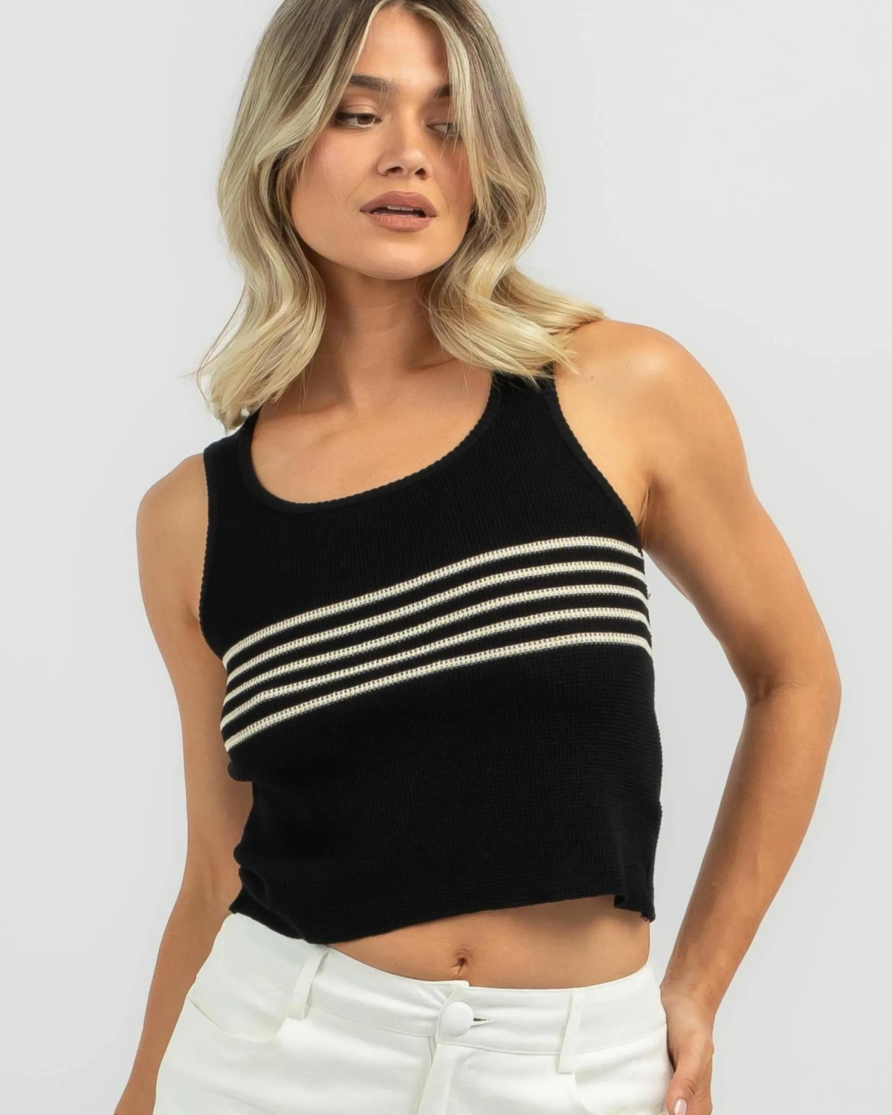 Tops*Red Berry Sofia Knit Scoop Neck Tank Top Black