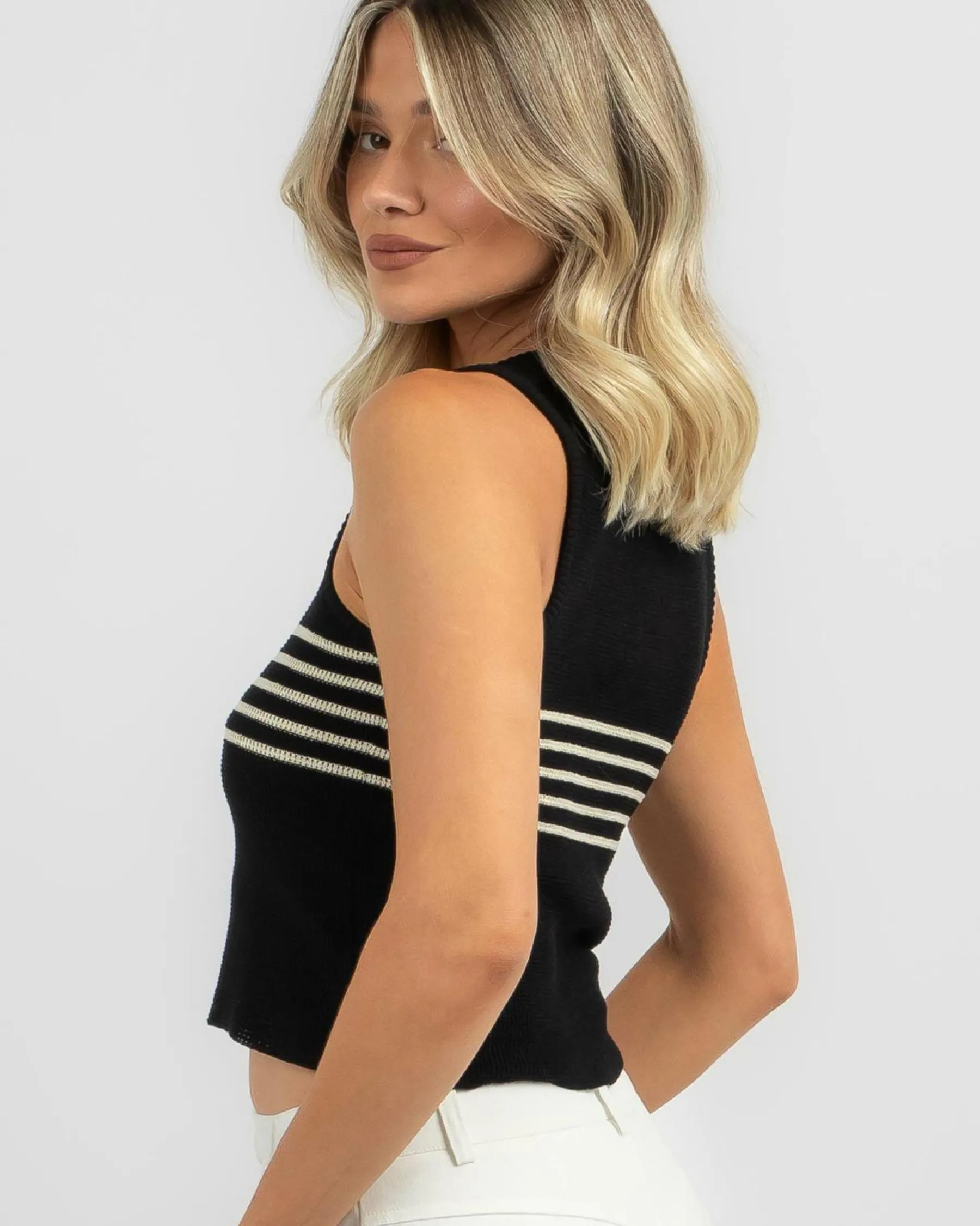 Tops*Red Berry Sofia Knit Scoop Neck Tank Top Black