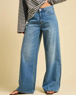 Denim|Bottoms*DESU Soho Wide Leg Jeans Blasted Dark Blue