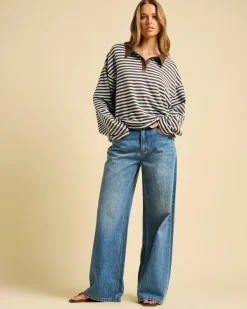 Denim|Bottoms*DESU Soho Wide Leg Jeans Blasted Dark Blue