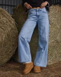 Denim|Bottoms*DESU Soho Wide Leg Jeans Blasted Mid Blue