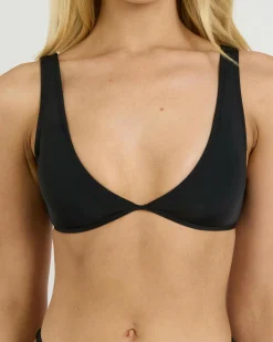 Bikinis*Billabong Sol Searcher Ava Fixed Triangle Bikini Top Black Pebble