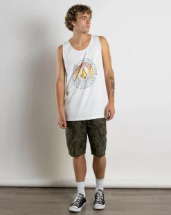 Tops & T-Shirts*Volcom Sol'd Out Singlet White