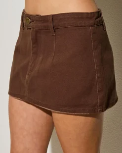 Denim|Bottoms*DESU Solene Denim Skort Espresso