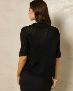 Discount South Beach Crochet Short Sleeve Shirt Women Tops