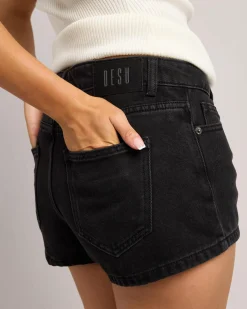 Denim|Bottoms*DESU South Beach Micro Denim Shorts Washed Black