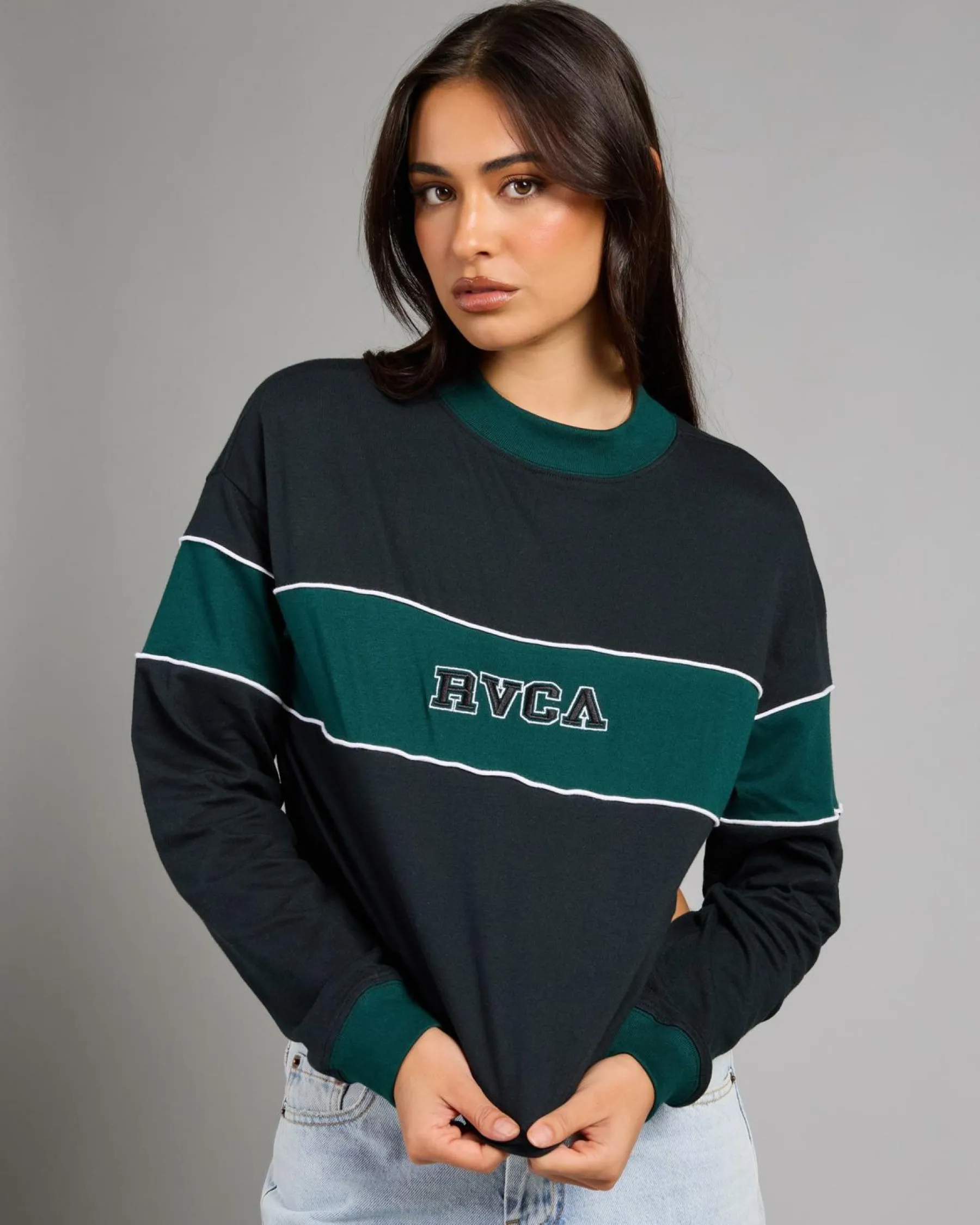 Tops*RVCA Spectate Embroidered Logo Long Sleeve T-Shirt Rvca Black