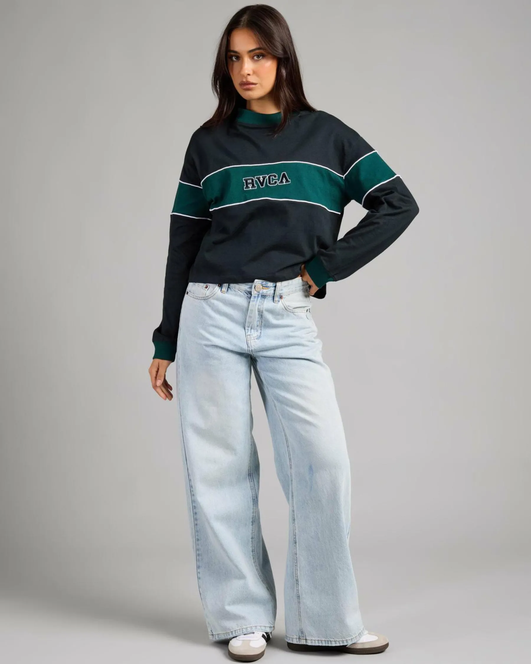 Tops*RVCA Spectate Embroidered Logo Long Sleeve T-Shirt Rvca Black