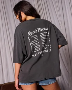 Tops*Thrills Speed Metal Oversized T-Shirt Merch Black