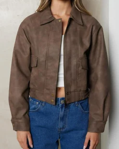 Online Sphinx Faux Leather Jacket Women Jackets & Coats