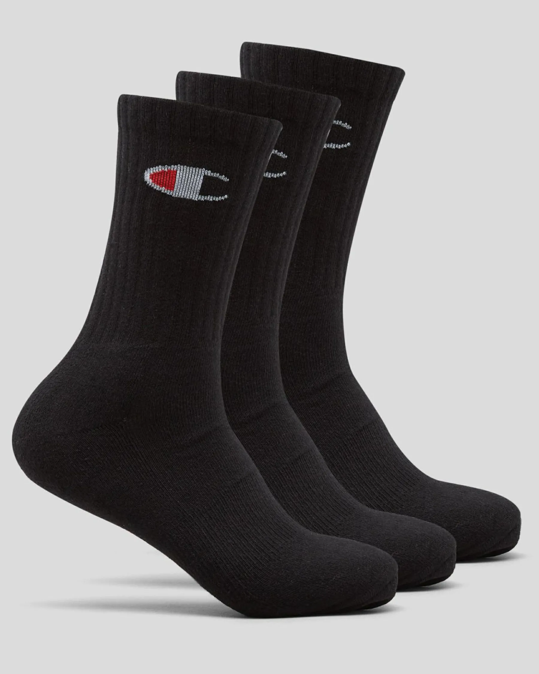 Socks*Champion Sport C Logo Crew Socks 3 Pack Black