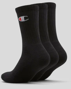 Socks*Champion Sport C Logo Crew Socks 3 Pack Black
