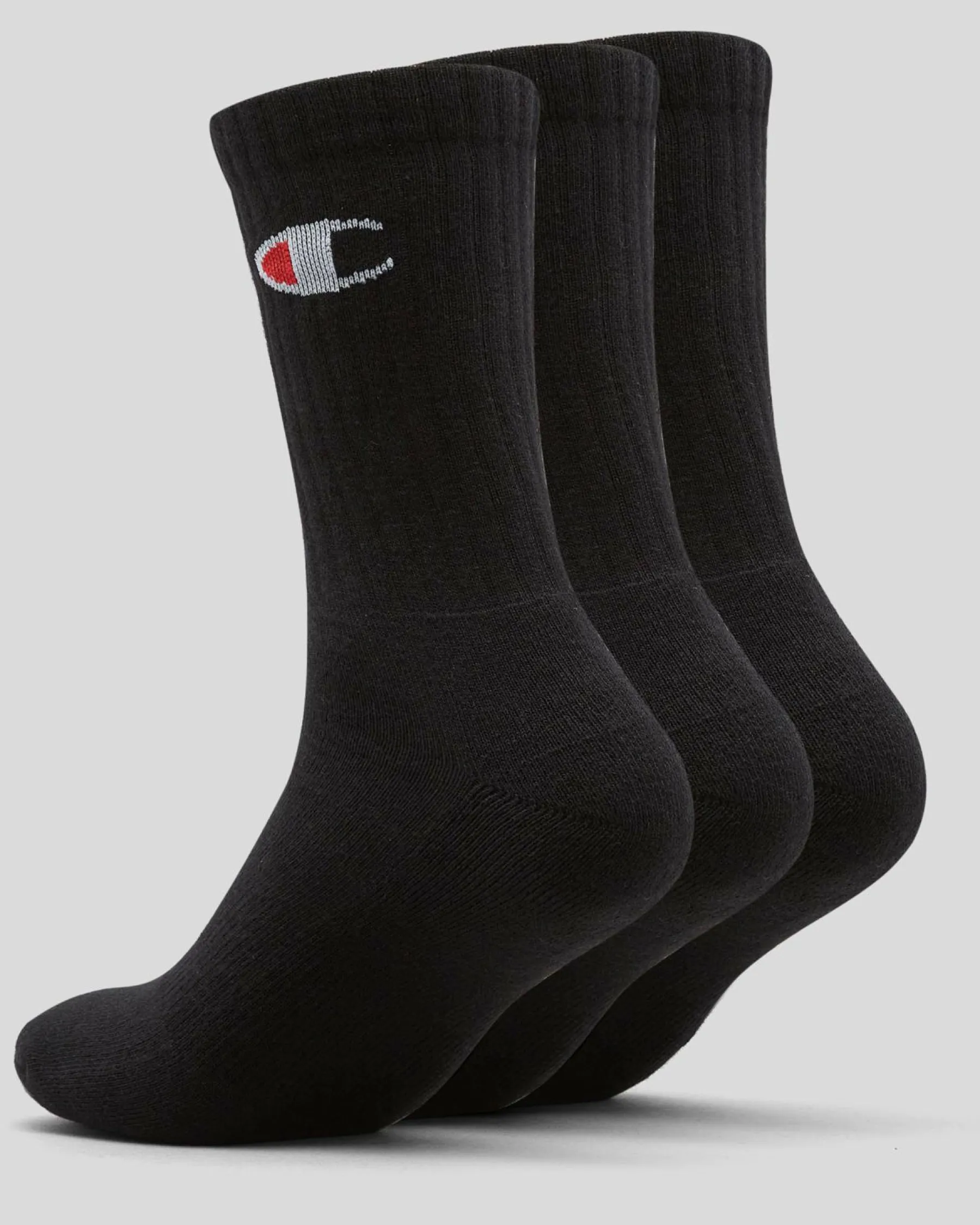 Socks*Champion Sport C Logo Crew Socks 3 Pack Black