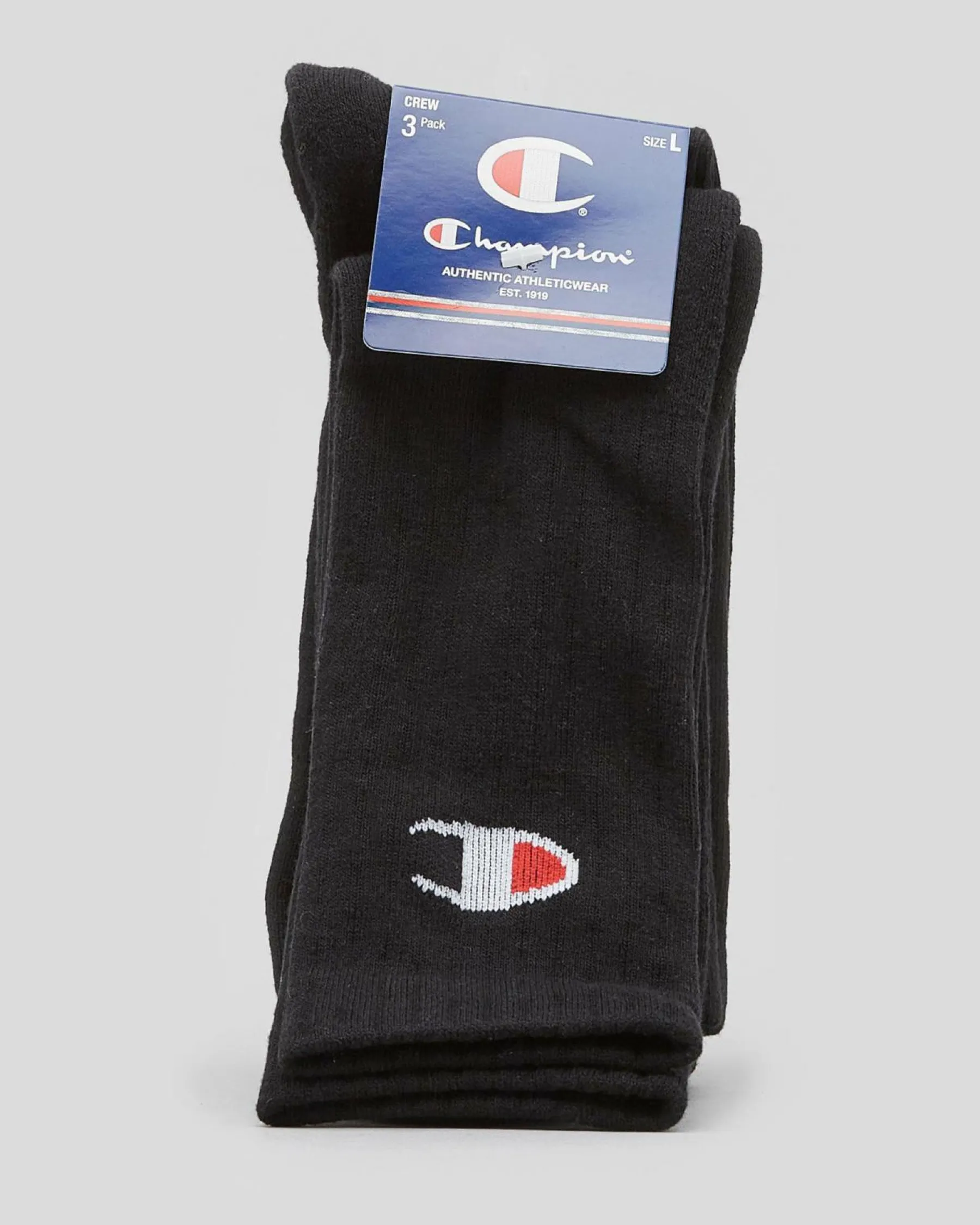 Socks*Champion Sport C Logo Crew Socks 3 Pack Black