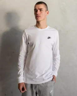 Activewear|Tops & T-Shirts*Nike Sportswear Club Long Sleeve T-Shirt White/black