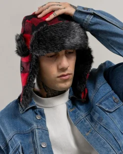 Headwear*Dexter Spotter Trapper Hat Red/black