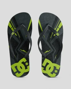 Flip Flops & Sandals*DC Shoes Spray Graffik Thongs Grey/black/lime