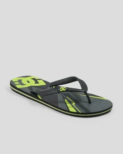 Flip Flops & Sandals*DC Shoes Spray Graffik Thongs Grey/black/lime