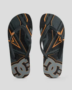 Flip Flops & Sandals*DC Shoes Spray Graffik Thongs Grey/black/orange