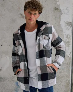 Jackets & Coats*Dexter Spur Long Sleeve Flannel Shirt White / Black/ Tan