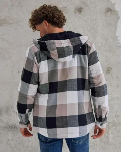 Jackets & Coats*Dexter Spur Long Sleeve Flannel Shirt White / Black/ Tan