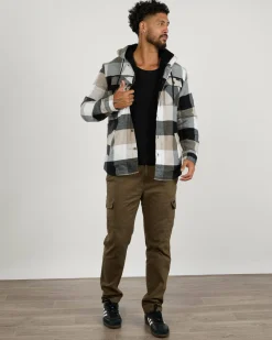 Jackets & Coats*Dexter Spur Long Sleeve Flannel Shirt White / Black/ Tan