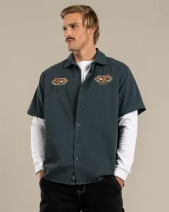Tops & T-Shirts*Thrills 1st Grade Service Short Sleeve Shirt Petrol