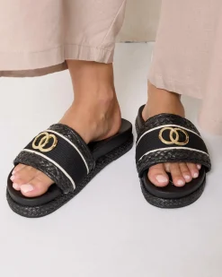 Slides*Ava And Ever St Tropez Slide Sandals Black