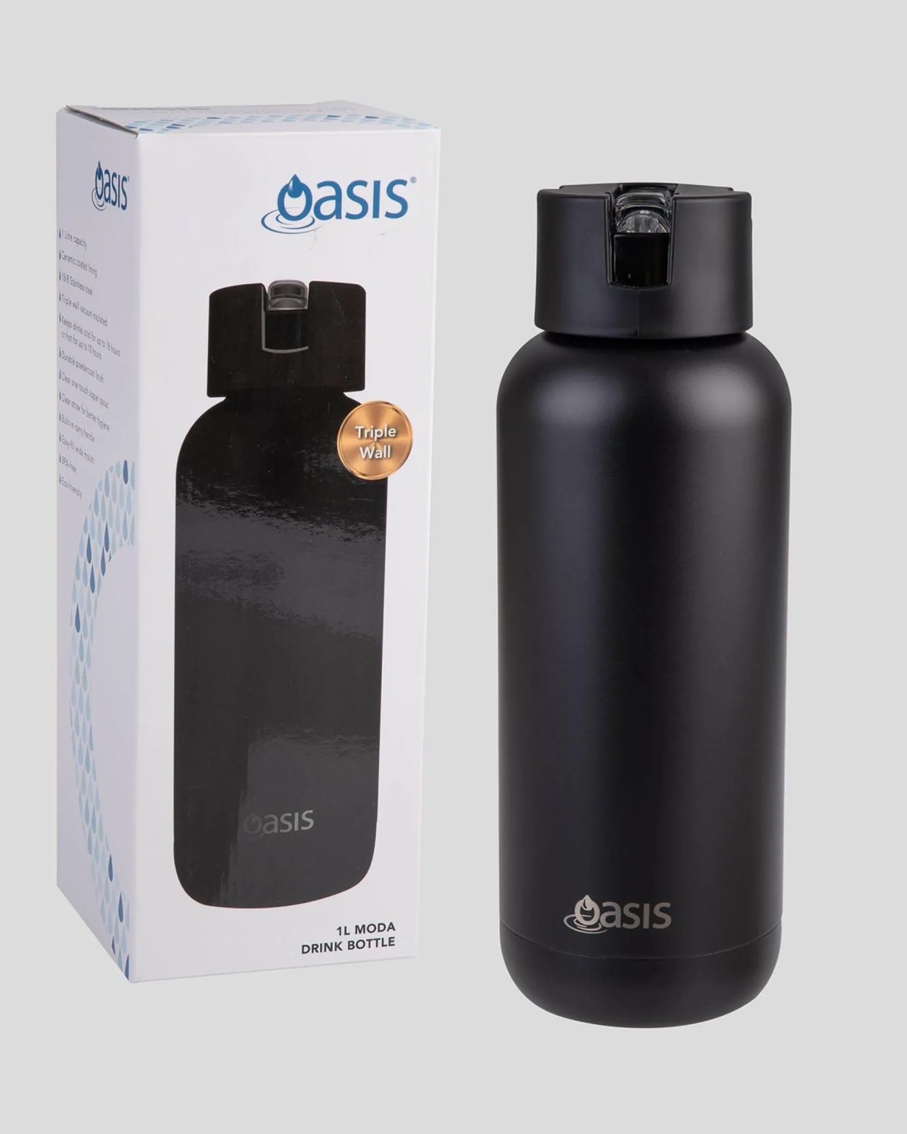 Bottles & Lunch Boxes|Bottles & Lunch Boxes*Oasis Stainless Steel Moda Drink Bottle Black