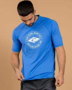 Rashies*Rip Curl Stapler Short Sleeve Rash Vest Blue Gum