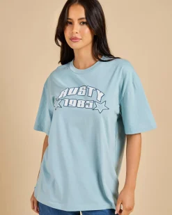 Tops*Rusty Star Shine Oversized T-Shirt Glacier Lake