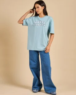 Tops*Rusty Star Shine Oversized T-Shirt Glacier Lake