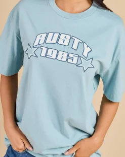 Tops*Rusty Star Shine Oversized T-Shirt Glacier Lake