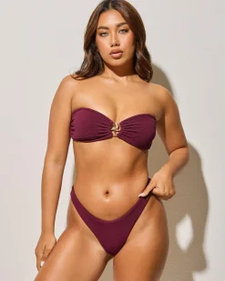 Bikinis*Kaiami Starfish Bandeau Bikini Top Merlot