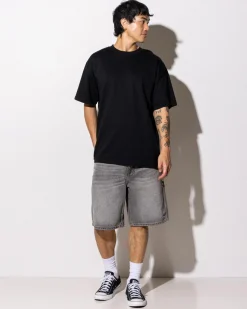Denim|Shorts & Bottoms*Wrangler Steezy Relaxed Denim Short Black Top Grey