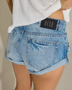 Denim|Bottoms*DESU Stevie Micro Denim Shorts Distressed Mid Blue